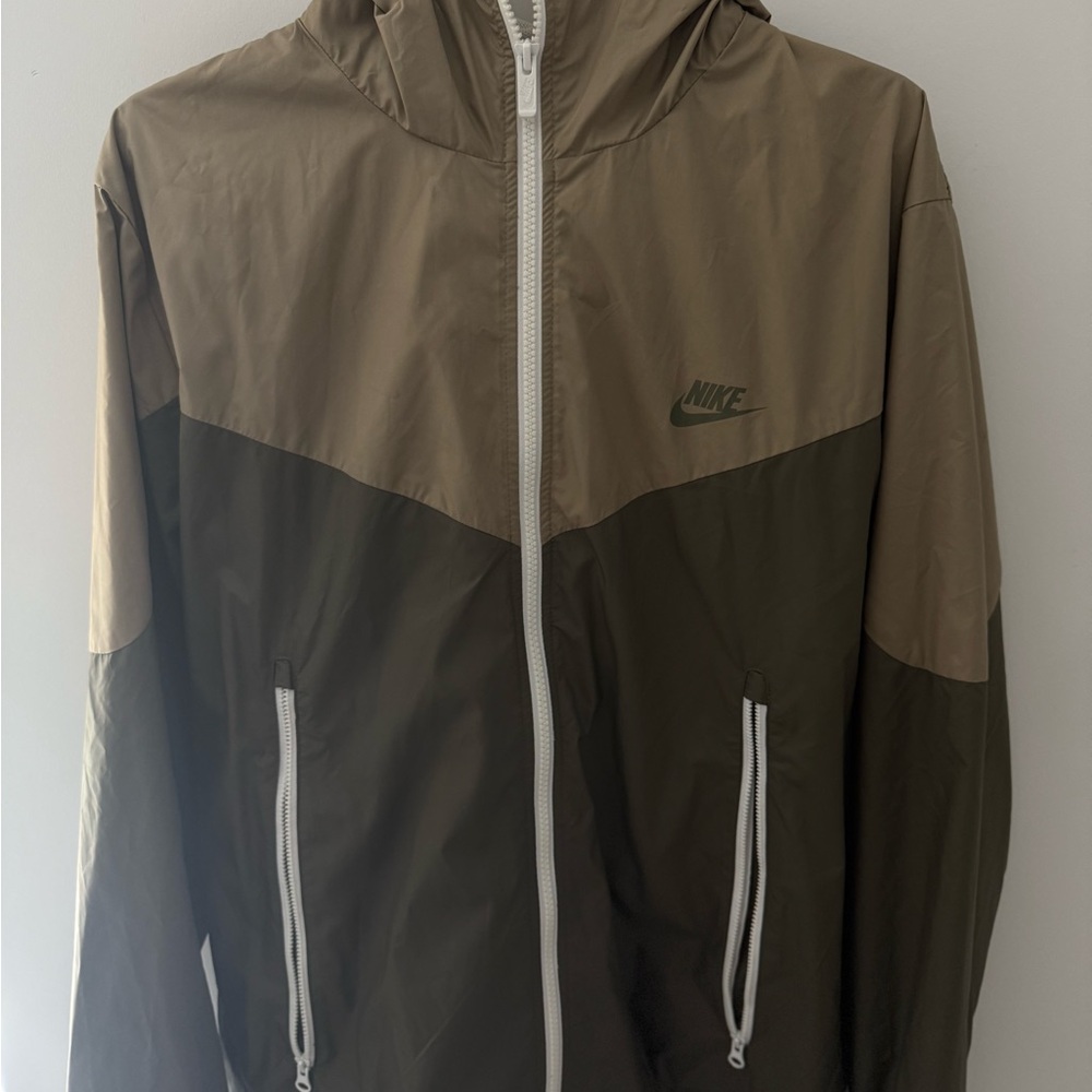 Nike Brown and Tan Windbreaker Jacket with Modern Design